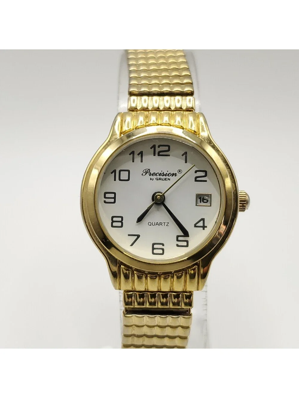 Gruen Precision Quartz Watch Women 24mm White Date Dial New Battery